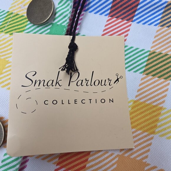 Smak Parlour Skirt Womens Large Rainbow Gingham Button Front Scallop Hem - Picture 4 of 8